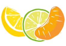 Sticker de Limón, Mandarina y Lima.