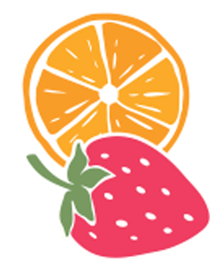 Stickers de Naranja y Frutilla.