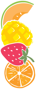 Stickers Mix De Frutas, Melón, Ananá, Frutilla y Naranja.