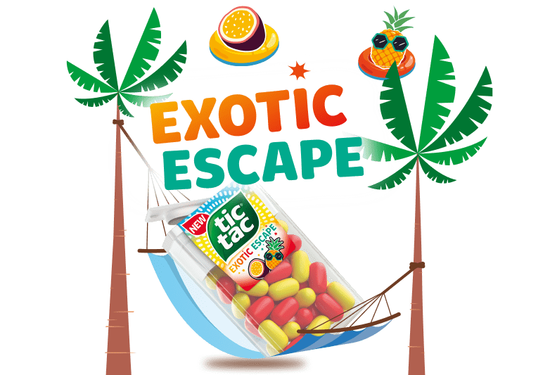 Emballage Exotic Escape sur un hamac.