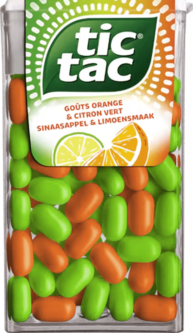 Tic Tac® Sinaasappel & Limoensmaak verpakking.