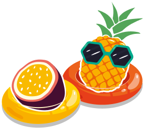 Ananas et fruit de la passion.