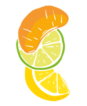 Autocollant de citron, de lime et de mandarine.