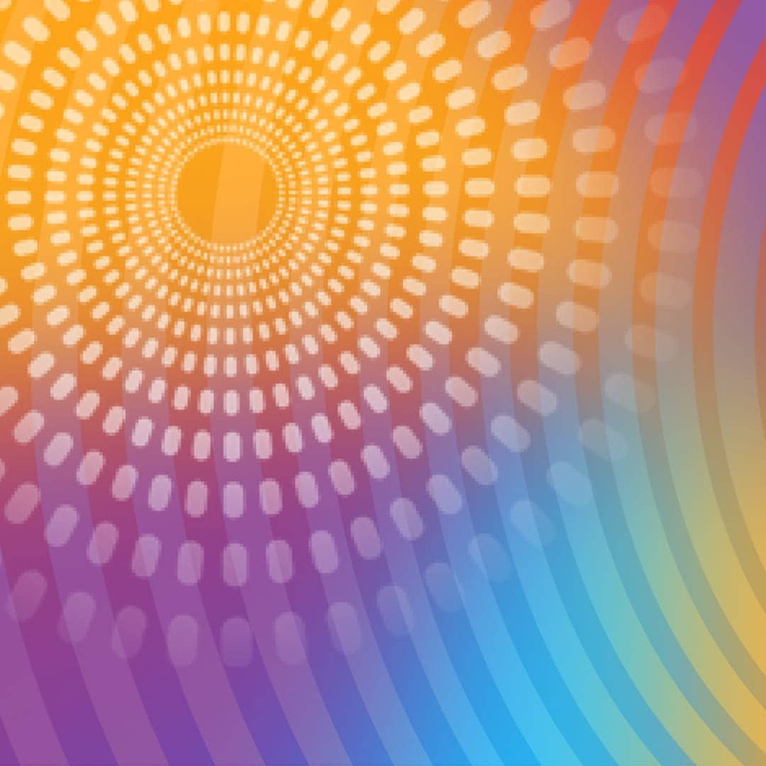 Tic Tac® Fruit Fusion Illustration vor einem bunten Hintergrund mit dem Rays of Pills Muster
