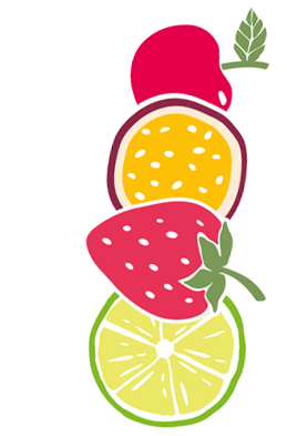 Kirsch-, Passionsfrucht-, Erdbeer- und Limettensticker