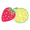 Fraise et quartier de citron vert