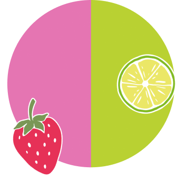 Fond fraise citron vert avec fruits coupés