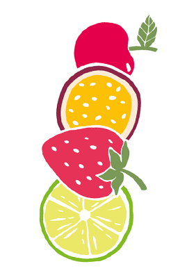 Icona frutta ciliegia, frutto della passione, fragola e lime.