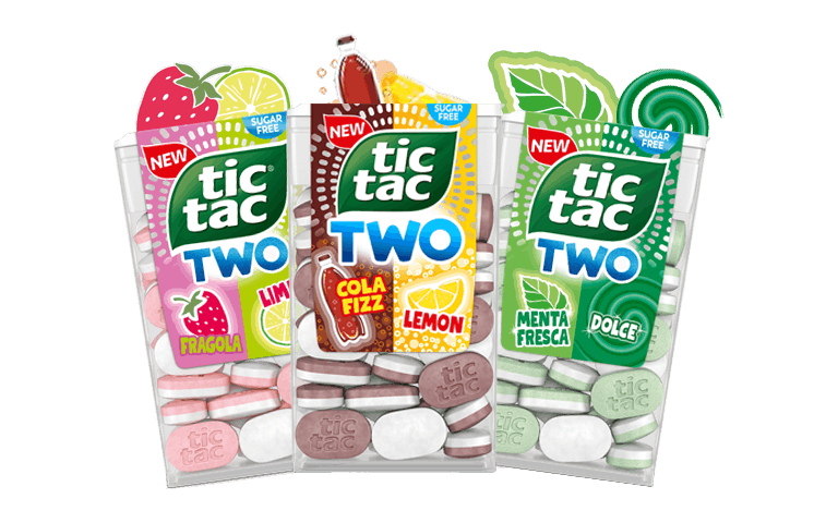 Confezioni TIC TAC TWO FRAGOLA LIME, MENTA FRESCA DOLCE & COLA FIZZ & LEMON.