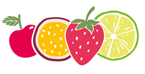 Icona frutta ciliegia e passion fruit, fragola e lime (Fruity mix).