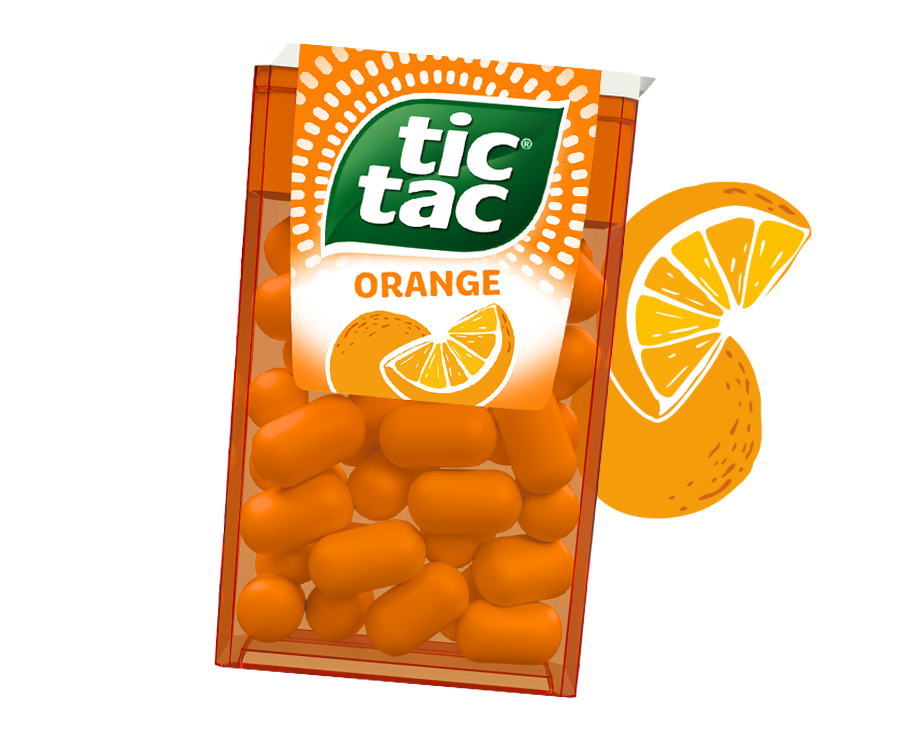 Tic Tac® Orange iepakojums ar apelsīna ikonu