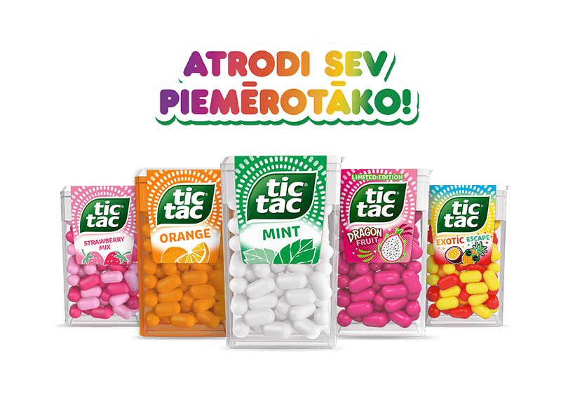 Tic Tac® Choose Your Match attēls ar piecām Tic Tac® garšām.