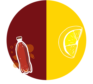 cola fizz and lemon background