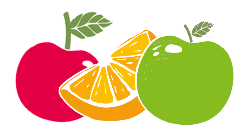 cherry, orange, apple sticker