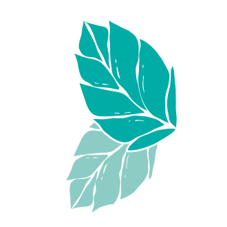 A vibrant mint sticker showing two mint-hued leaves, symbolizing nature and freshness.